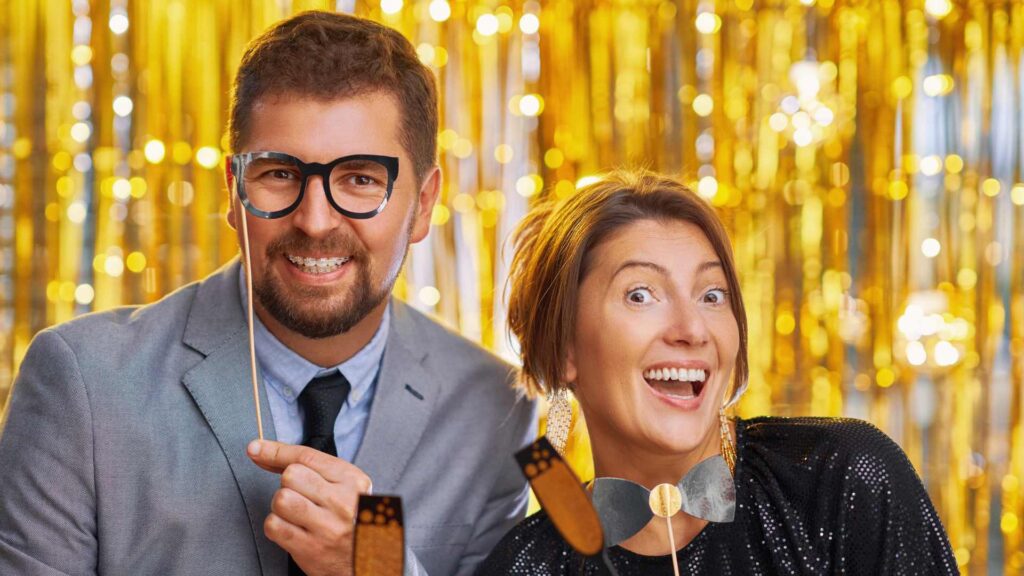 Photo booth couple with props